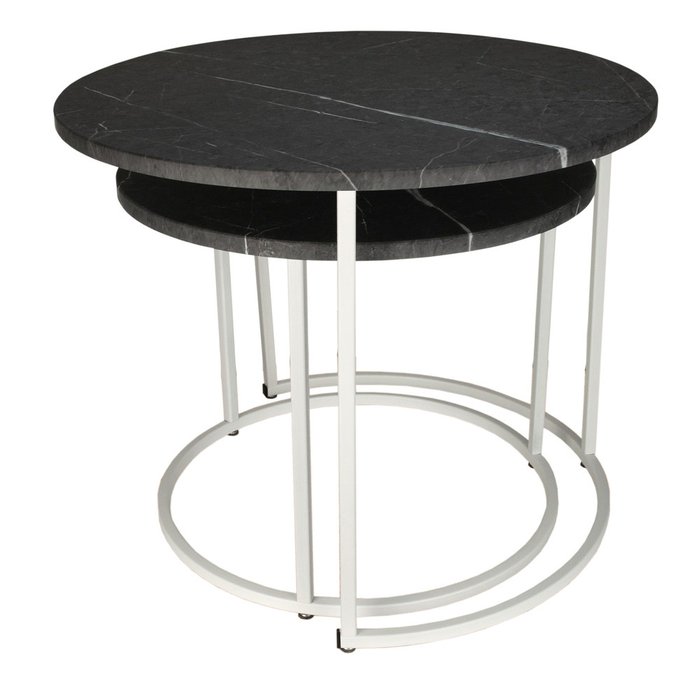 Набор из двух журнальных столиков МеталлАрт М001 черно-белого цвета - лучшие Журнальные столики в INMYROOM Набор из двух журнальных столиков МеталлАрт М001 черно-белого цвета - лучшие Журнальные столики в INMYROOM