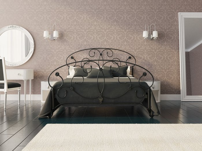 Кровать Арина 140х200 черно-глянцевого цвета