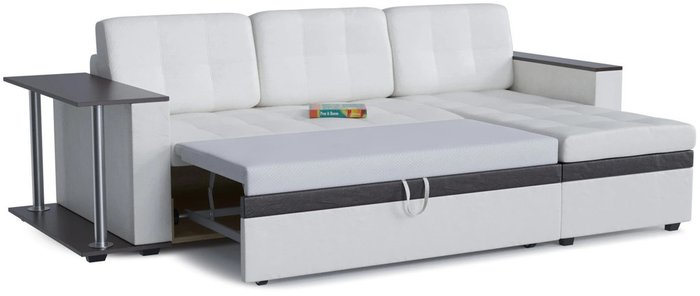 Угловой диван-кровать Атланта классик белого цвета (экокожа) - лучшие Угловые диваны в INMYROOM