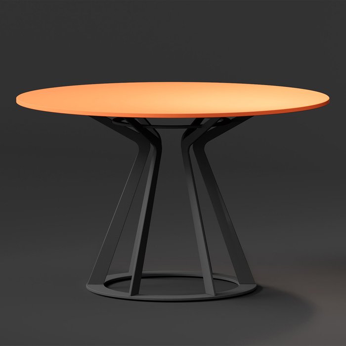 Стол обеденный Mercury оранжевого цвета на черной опоре - купить Обеденные столы по цене 78600.0