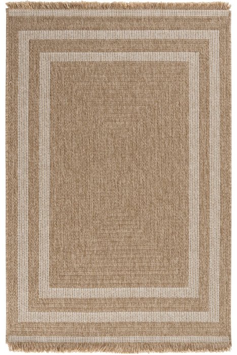 Ковер Mocha Hali 120x180 из натурального джута бежево-белого цвета