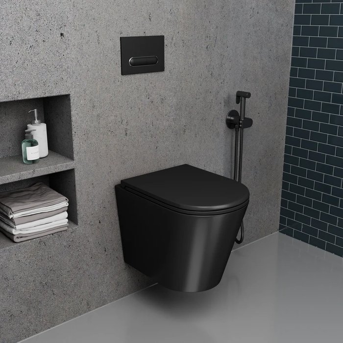 Унитаз подвесной Damp;K Venice черный, безободковый, с микролифтом - купить Чаши унитазов по цене 32506.0