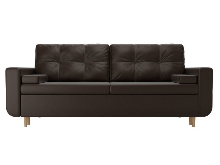 Прямой диван-кровать Кэдмон коричневого цвета (экокожа) - купить Прямые диваны по цене 39990.0