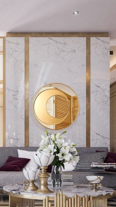 Круглое интерьерное зеркало Оasis в декоративной раме - лучшие Настенные зеркала в INMYROOM