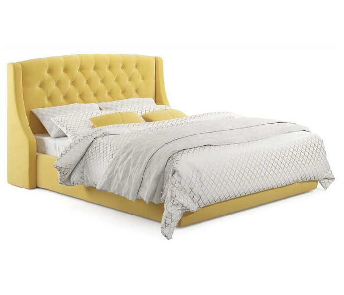 Кровать Stefani 140х200 с подъемным механизмом желтого цвета