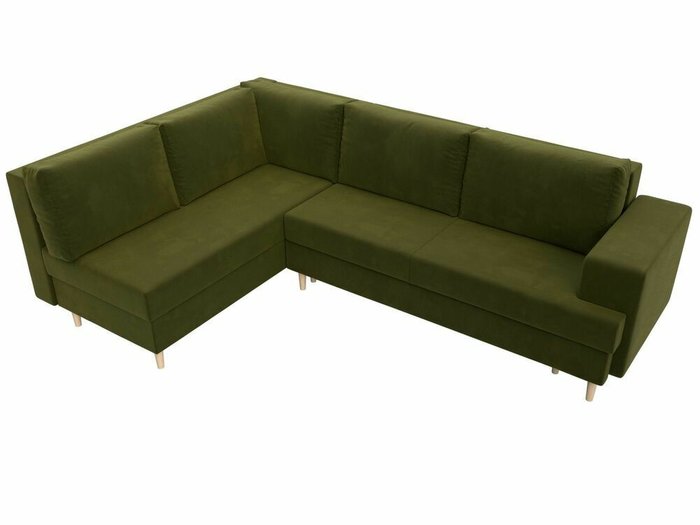 Угловой диван-кровать Сильвана зеленого цвета левый угол - лучшие Угловые диваны в INMYROOM