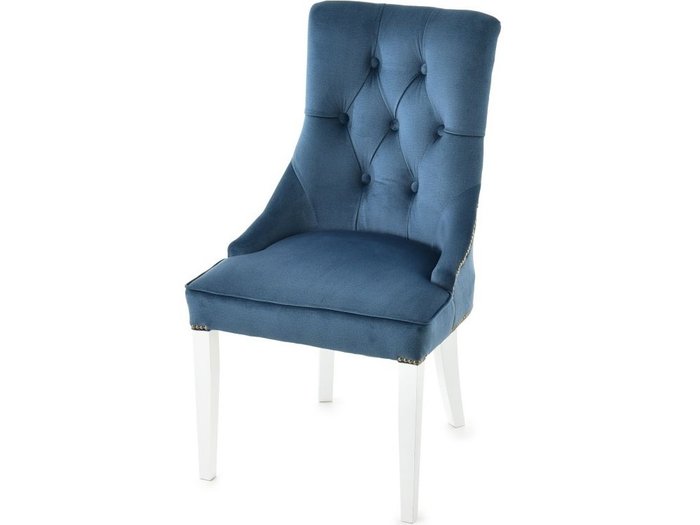 Стул Боска синего цвета на белых ножках - купить Обеденные стулья по цене 12872.0
