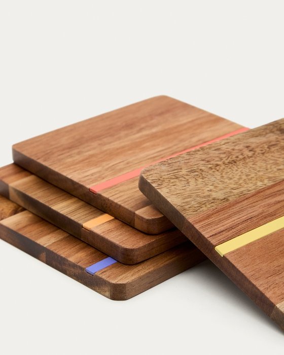 Набор из четырёх подставок Zairin из массива акации  - купить Аксессуары для кухни по цене 4690