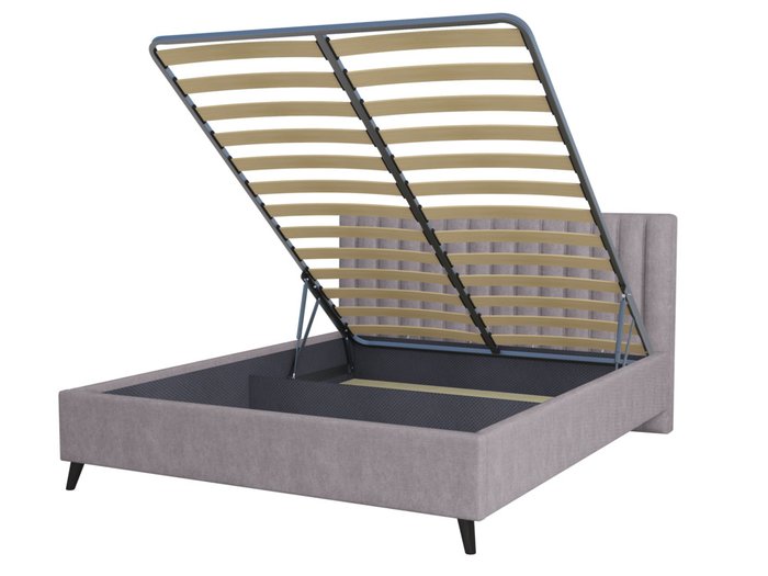 Кровать Laxo 160х200 в обивке из велюра серого цвета с подъемным механизмом - купить Кровати для спальни по цене 35581.0
