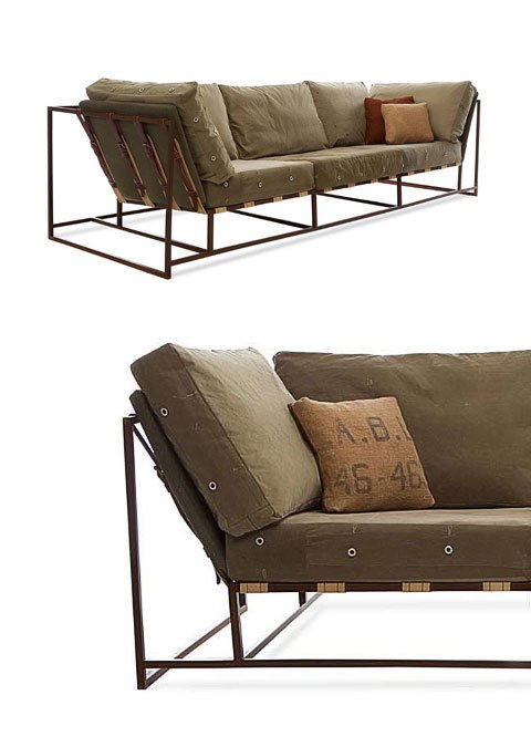 Трехместный диван Милитари на металлокаркасе - купить Прямые диваны по цене 125000.0