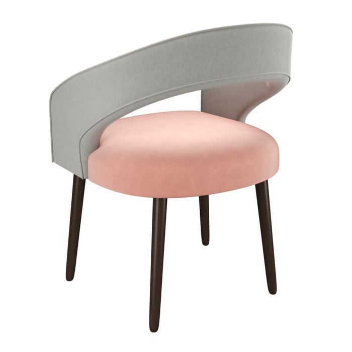 Стул-кресло мягкий Veronica розового цвета на коричневых ножках - купить Обеденные стулья по цене 20398.0