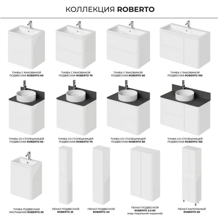 Тумба подвесная с раковиной Roberto 50 белого цвета - лучшие Тумбы под раковину в INMYROOM