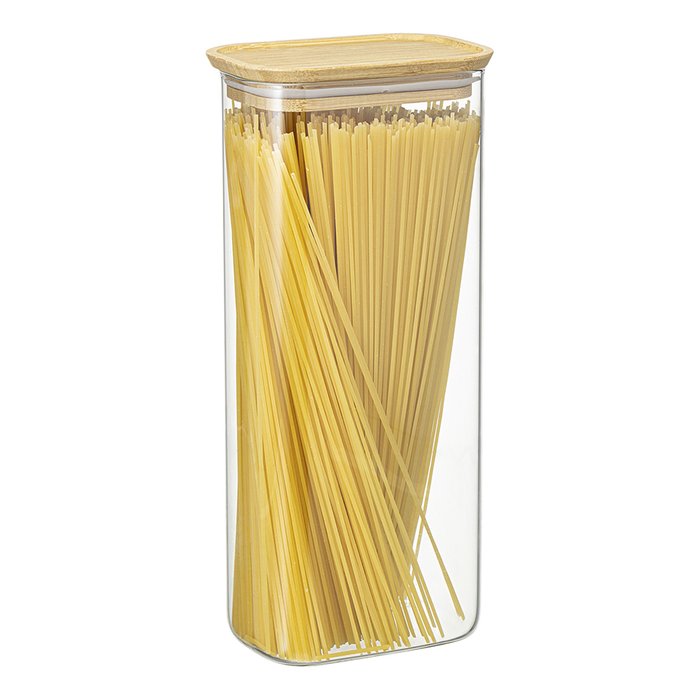 Банка для хранения прямоугольная Glass Bamboo 2 л - купить Емкости для хранения по цене 1290.0