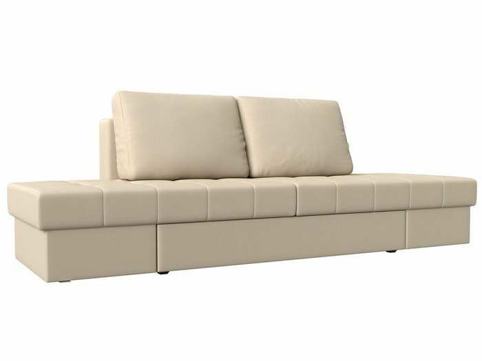 Прямой диван трансформер Сплит бежевого цвета (экокожа)