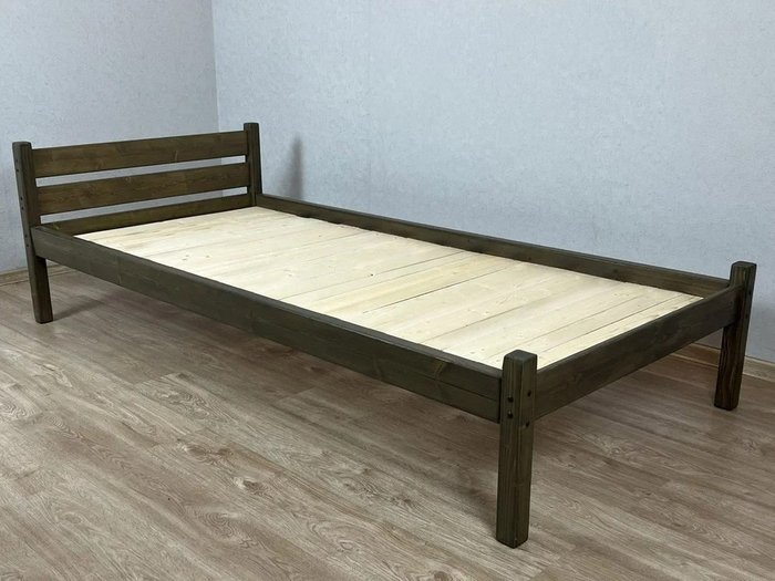 Кровать односпальная Классика сосновая сплошное основание 80х200 цвета венге - купить Кровати для спальни по цене 10099.0