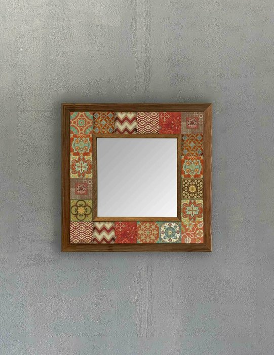 Настенное зеркало 33x33 с каменной мозаикой и композитным основанием - купить Настенные зеркала по цене 9840.0