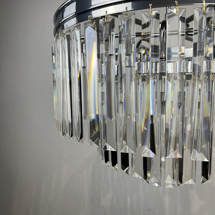 Люстра RH 1920S ODEON CLEAR GLASS FRINGE 3-TIER CHANDELIER chrome - купить Подвесные люстры по цене 43670.0