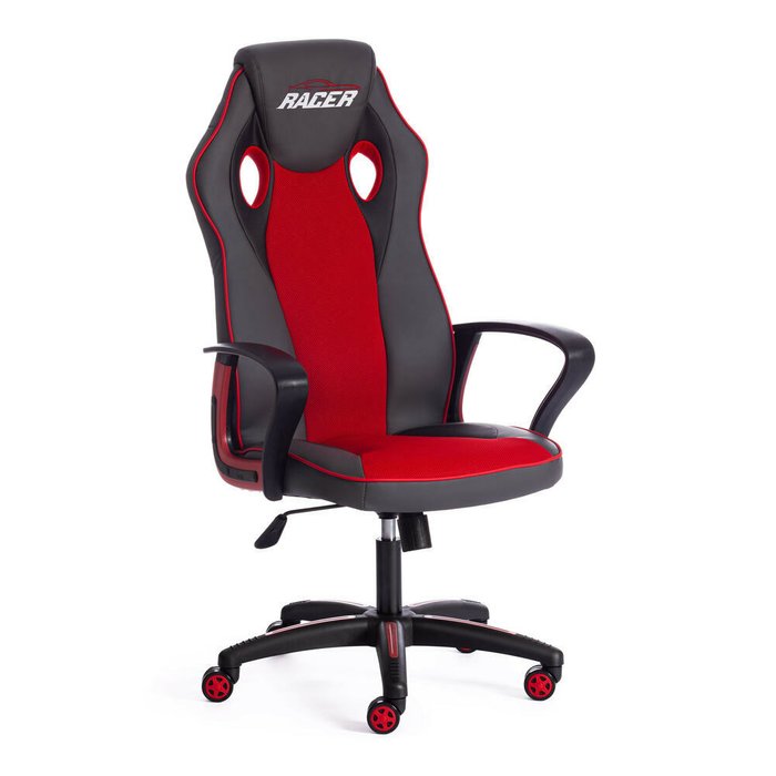 Кресло офисное Racer серо-красного цвета