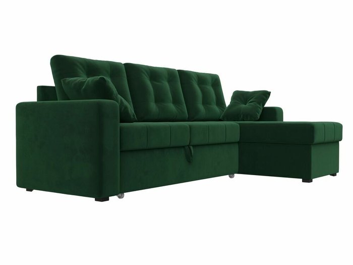 Угловой диван-кровать Камелот зеленого цвета правый угол - лучшие Угловые диваны в INMYROOM