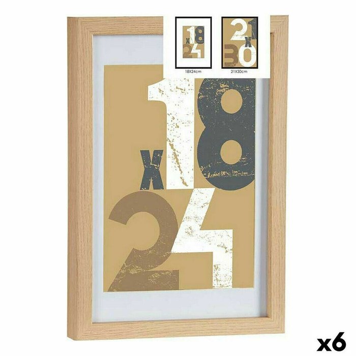 Фоторамка 24 x 2,5 x 32,5 cm Натуральный Cтекло Деревянный MDF (6 штук)