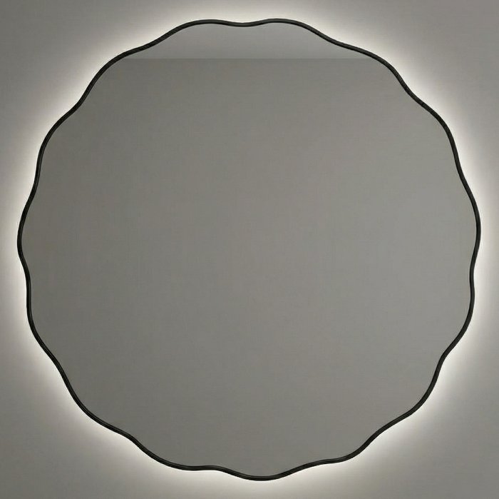 Настенное зеркало Fancy M D80 в раме черного цвета с подсветкой Настенное зеркало Fancy M D80 в раме черного цвета с подсветкой