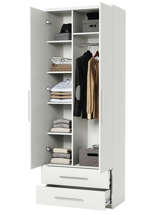 Шкаф комбинированный с ящиками Мелодия МКЯ-22 80 белого цвета - купить Шкафы распашные по цене 29990 Шкаф комбинированный с ящиками Мелодия МКЯ-22 80 белого цвета - купить Шкафы распашные по цене 29990