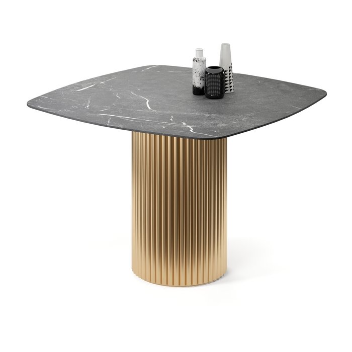 Обеденный стол квадратный Фелис на золотом основании - купить Обеденные столы по цене 102350.0