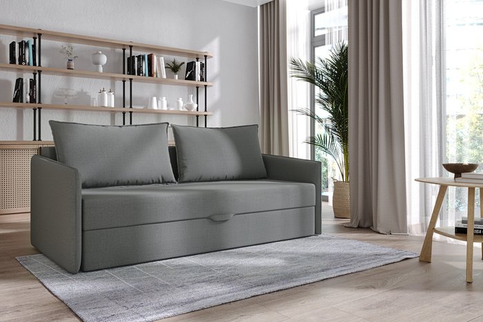Диван-кровать Shaggy серого цвета - купить Прямые диваны по цене 42560.0