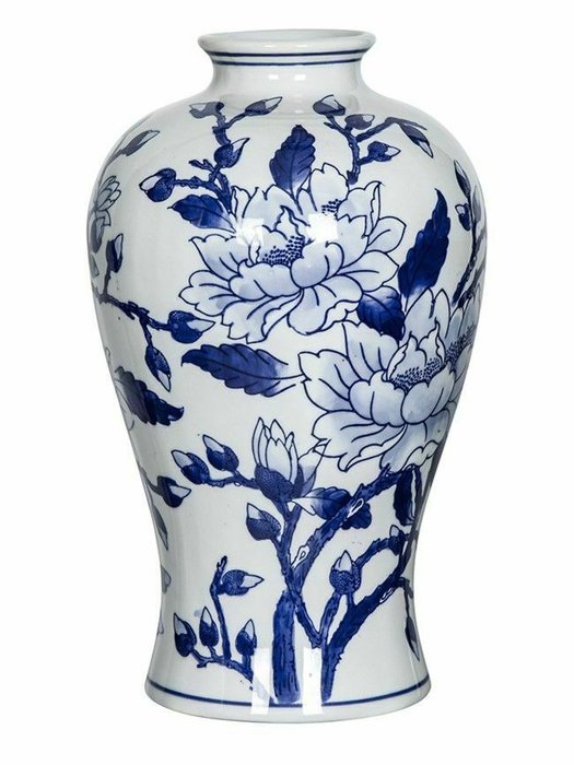 Фарфоровая ваза L бело-синего цвета - купить Вазы  по цене 5530.0
