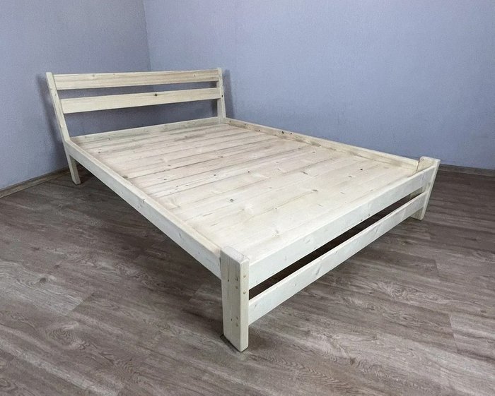 Кровать Мишка сосновая усиленная со сплошным основанием 160х190 бежевого цвета - лучшие Кровати для спальни в INMYROOM
