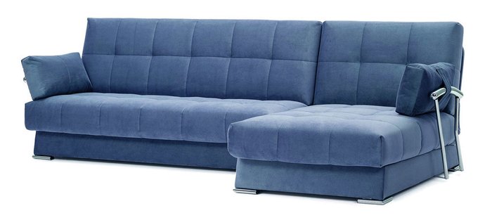 Угловой диван с подлокотниками Дудинка Galaxy синего цвета