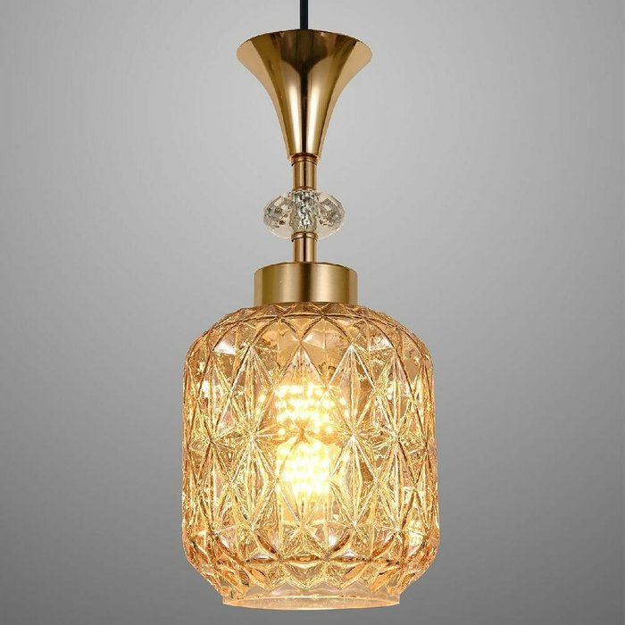 Подвесная люстра 02003-0.9-05L AMBER (стекло, цвет коричневый) - купить Подвесные люстры по цене 7750.0