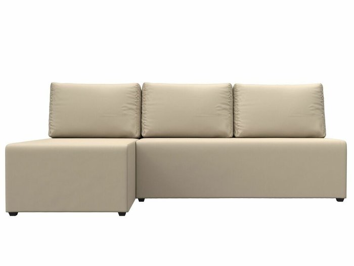 Угловой диван-кровать Поло бежевого цвета (экокожа) левый угол - купить Угловые диваны по цене 19999.0