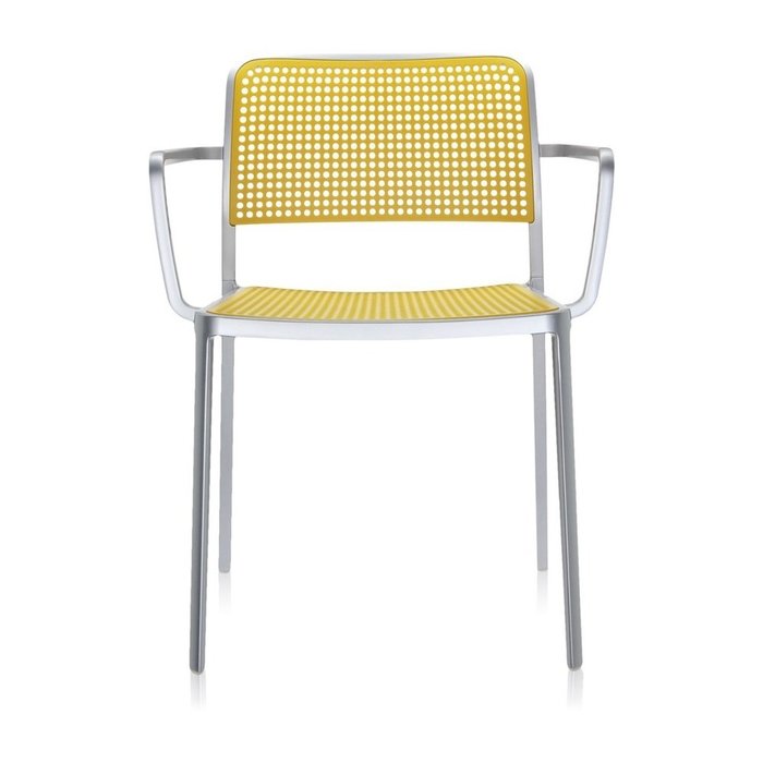Стул Audrey желтого цвета с подлокотниками  - купить Обеденные стулья по цене 46350.0
