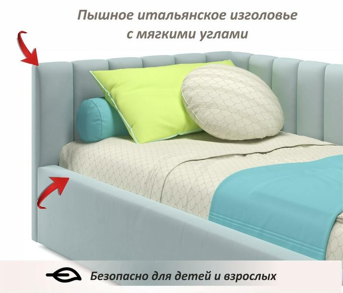 Кровать Milena 90х200 мятного цвета - лучшие Кровати для спальни в INMYROOM