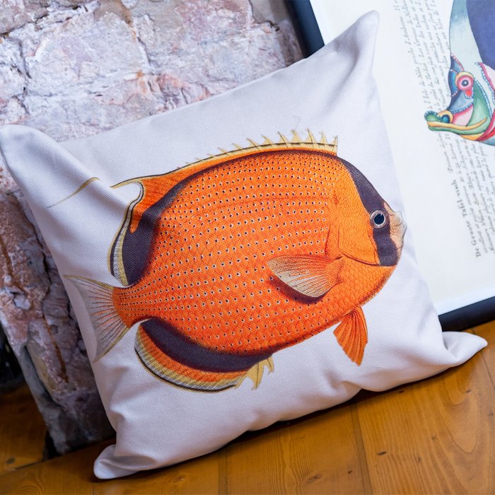 Декоративная подушка Море волнуется 60 бело-оранжевого цвета - купить Картины по цене 2000.0