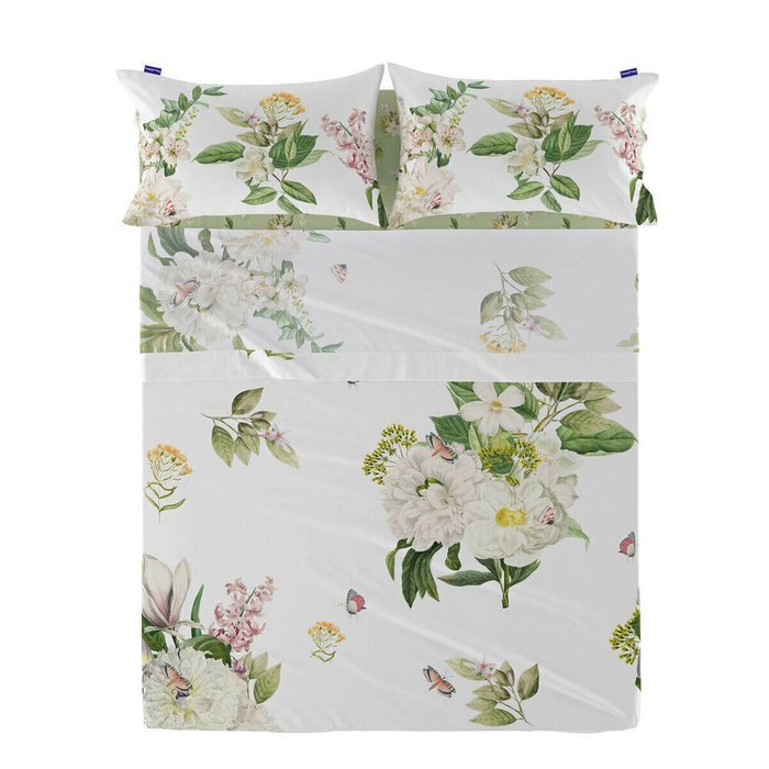Простынь верхняя Azahara 240x270 бело-зеленого цвета 