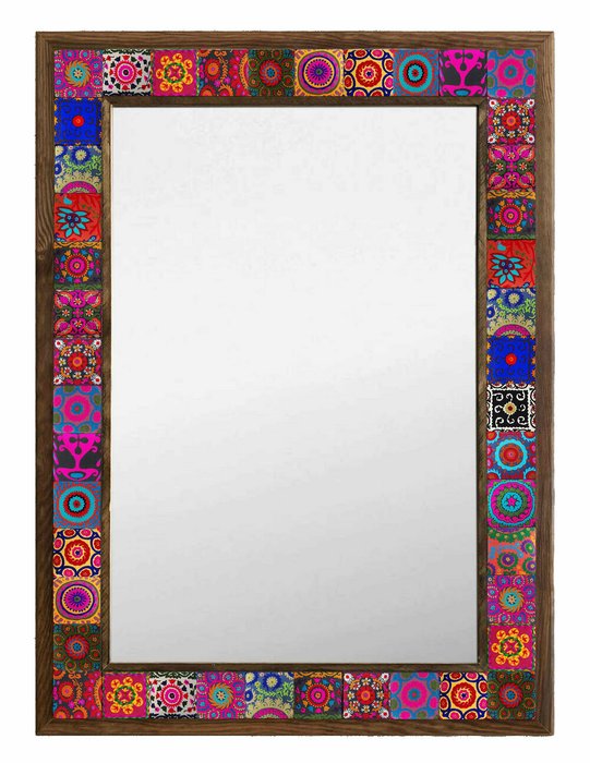 Настенное зеркало с каменной мозаикой 53x73 розово-коричневого цвета