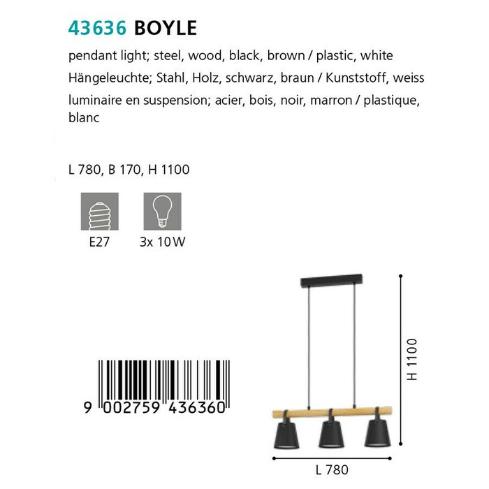 Люстра подвесная Boyle черно-бежевого цвета - лучшие Подвесные люстры в INMYROOM