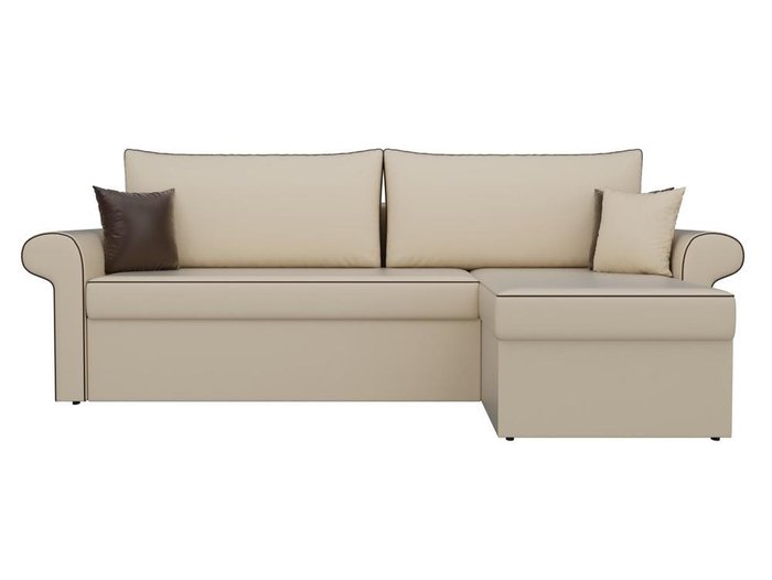 Угловой диван-кровать Милфорд бежевого цвета (экокожа) правый угол - купить Угловые диваны по цене 43990.0