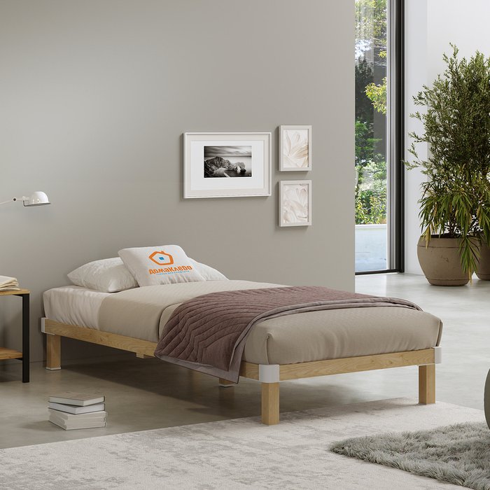 Кровать Канапе-2 80х190 бежевого цвета без подъемного механизма - купить Кровати для спальни по цене 9450