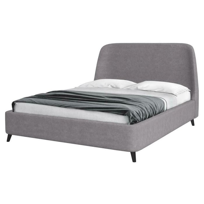 Кровать Style Flaton 140x200 серого цвета без подъемного механизма