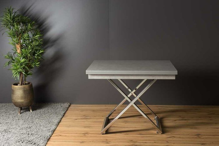Стол-трансформер Cross из керамогранита цвета гриджио  - лучшие Обеденные столы в INMYROOM