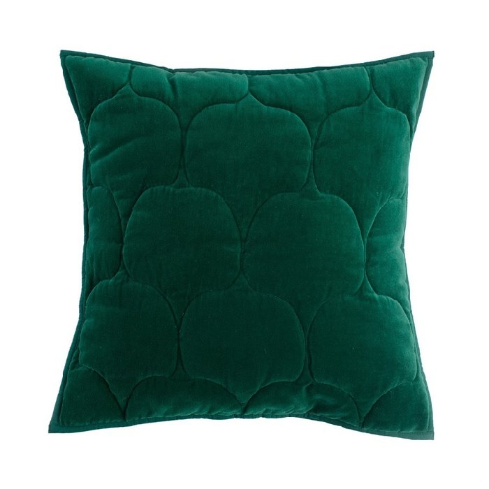 Чехол на подушку бархатный Хвойное утро зеленого цвета