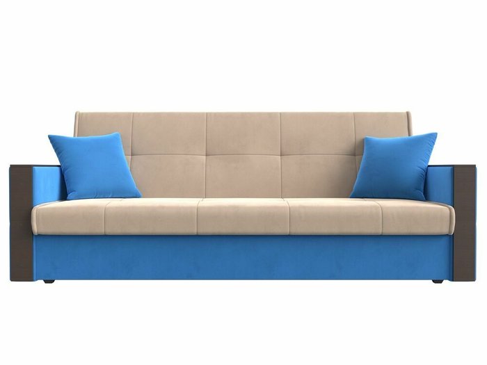 Прямой диван-кровать Валенсия бежево-голубого цвета - купить Прямые диваны по цене 28999.0