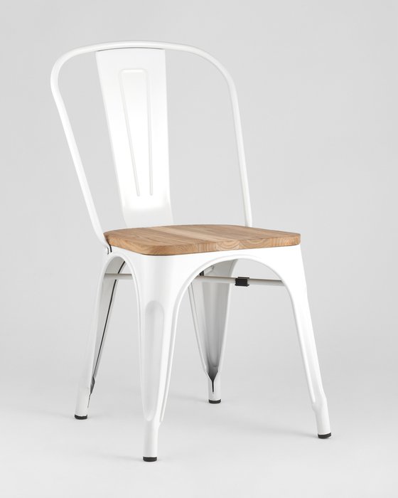 Стул Tolix Wood c металлическим каркасом белого цвета - купить Обеденные стулья по цене 27804.0