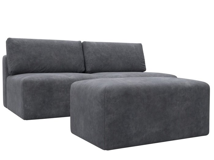 Модульный диван-кровать с пуфом Лига-060 темно-серого цвета - купить Прямые диваны по цене 88990 Модульный диван-кровать с пуфом Лига-060 темно-серого цвета - купить Прямые диваны по цене 88990