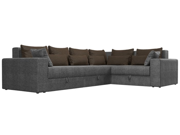 Угловой диван-кровать Мэдисон Long серо-коричневого цвета правый угол - лучшие Угловые диваны в INMYROOM