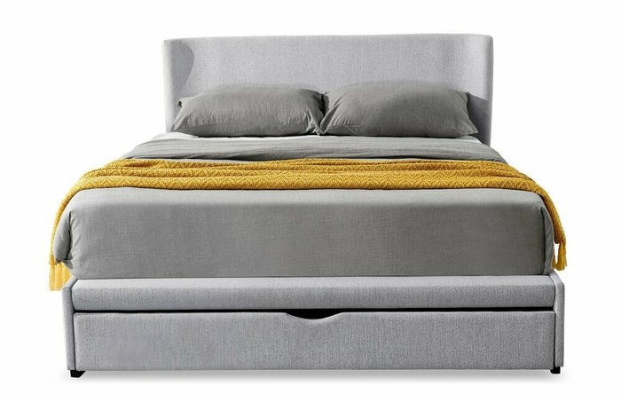 Кровать Minneapolis 140x200 серого цвета с выдвижным ящиком - купить Кровати для спальни по цене 39719.0