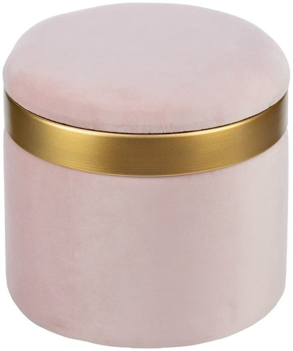 Пуф розового цвета с металлической отделкой